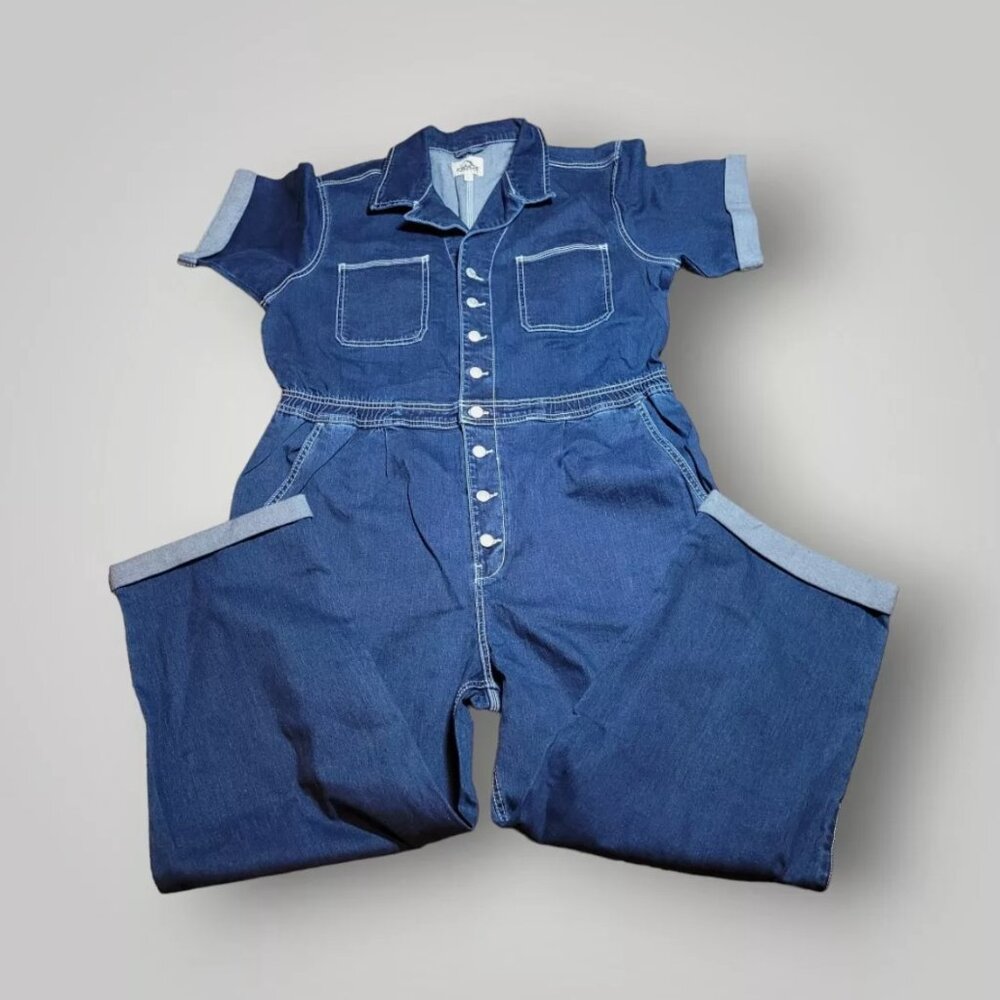 Jordache Vintage Women's Denim Coverall Jumpsuit - Size XL/ XG - Picture 3 of 6